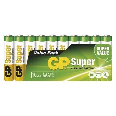 Baterie AAA mikrotužka 1,5V 10 kusů GP Super (GP LR03) Alkalická baterie