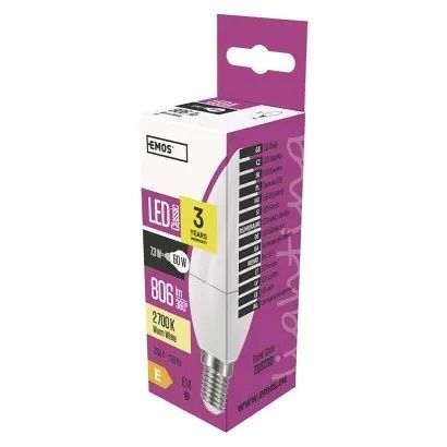 EMOS LED žárovka Classic svíčka / E14 / 7,3 W (60 W) / 806 lm / teplá bílá