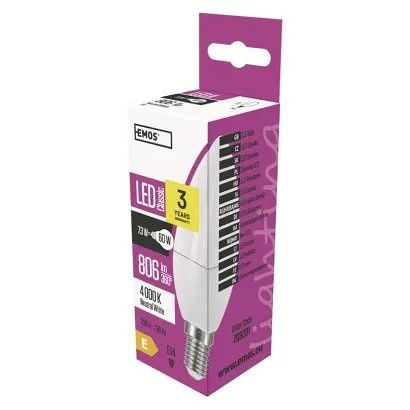 EMOS LED žárovka Classic svíčka / E14 / 7,3 W (60 W) / 806 lm / neutrální bílá