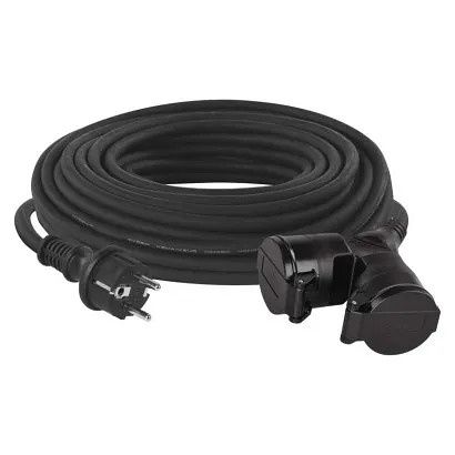 EMOS Venkovní prodlužovací kabel 20 m / 2 zásuvky / černý / guma / 230 V / 1,5 mm2