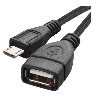 EMOS Datový OTG kabel USB-A 2.0 / micro USB-B 2.0 s funkcí redukce, 15 cm, černý