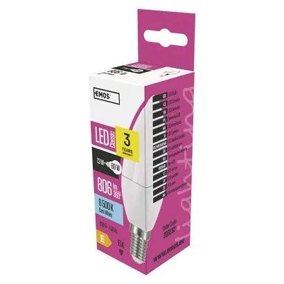 EMOS LED žárovka Classic svíčka / E14 / 7,3 W (60 W) / 806 lm / studená bílá