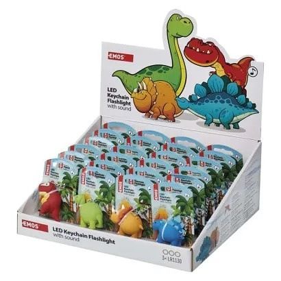 EMOS LED klíčenka – dinosauři se zvukem na LR54, 24 ks, display box