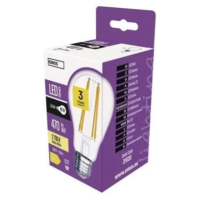 EMOS LED žárovka Filament A60 / E27 / 3,4 W (40 W) / 470 lm / teplá bílá