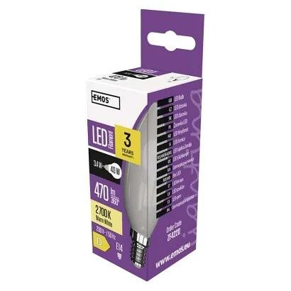 EMOS LED žárovka Filament svíčka / E14 / 3,4 W (40 W) / 470 lm / teplá bílá