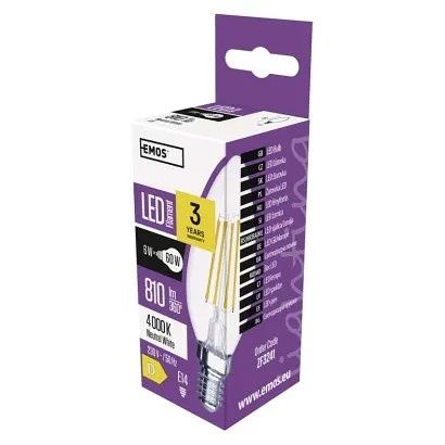 EMOS LED žárovka Filament svíčka / E14 / 6 W (60 W) / 810 lm / neutrální bílá