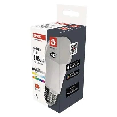 EMOS Chytrá LED žárovka GoSmart A60 / E27 / 11 W (75 W) / 1 050 lm / RGB / stmívatelná / W