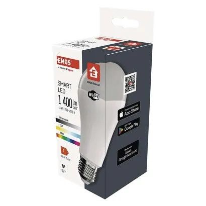 EMOS Chytrá LED žárovka GoSmart A65 / E27 / 14 W (94 W) / 1 400 lm / RGB / stmívatelná / W