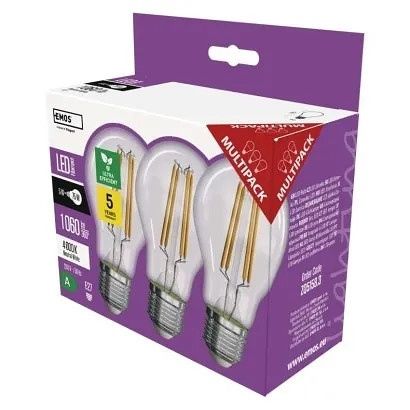 EMOS LED žárovka Filament A60 / E27 / 5 W (75 W) / 1 060 lm / neutrální bílá