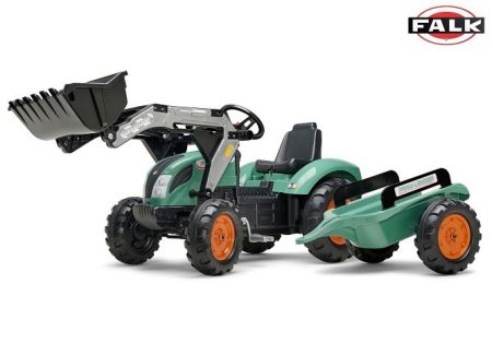 FALK Traktor šlapací SUPER LOADER 1054AM s nakladačem a přívěsem - zelený