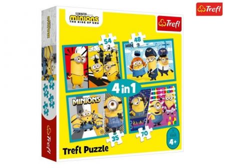 Trefl Puzzle 4v1 - Šťastný svět Mimoňů / Mimoni: Zloduch přichází