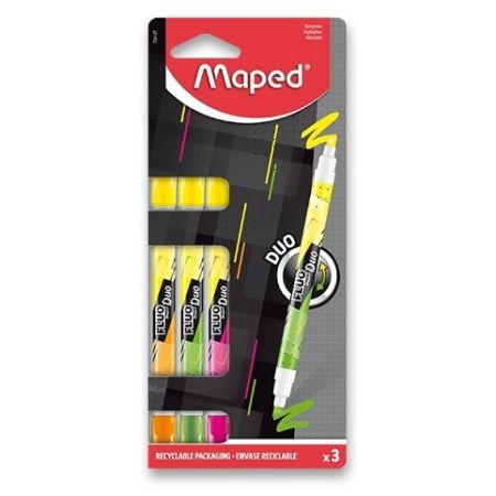 Zvýrazňovač MAPED Fluo Peps Duo, sada 3ks