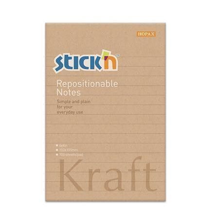 Samolepicí bloček Stick’n 150 x 101 mm Kraft linka