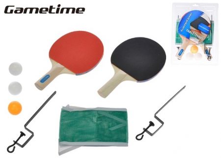 Gametime sada na stolní tenis pálky dřevěné 25cm 2ks + míčky 3ks se síťkou