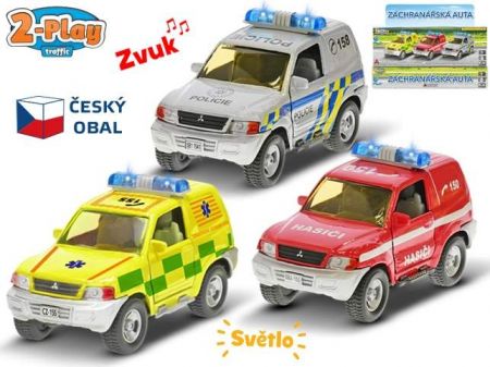 2-Play Traffic auto Mitsubishi CZ 12cm kov zpětný chod na baterie se zvukem a světlem