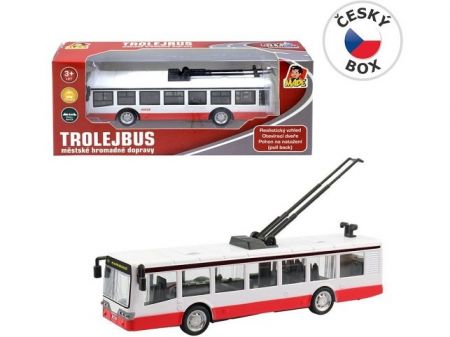 Trolejbus kovový na zpětný chod, 16cm