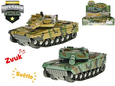 Tank 1:32 24cm na setrvačník na baterie se světlem a zvukem, 2 barvy