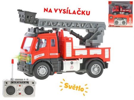 R/C auto hasičské se žebříkem 13cm 1:64 plná funkce na baterie se světlem 27MHz v krabičce