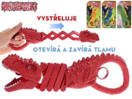 Dinoworld kleště dinosaurus 20-31cm natahovací 4barvy na kartě