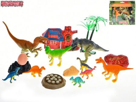 Dinoworld sada dinosaurů s doplňky19ks v krabičce