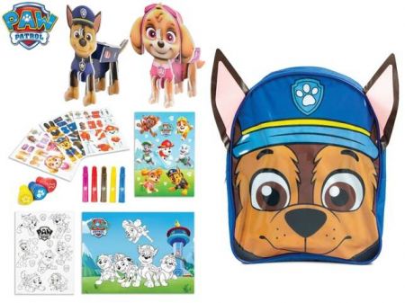 Paw Patrol tvořivá sada s barvičkami, nálepkami a omalovánkami v batůžku Chase