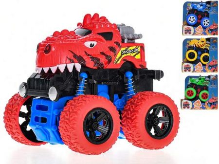 Auto monster truck dinosaurus 9,5cm na setrvačník 4barvy v krabičce