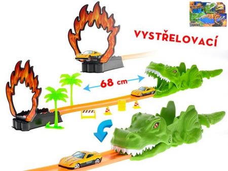 Roadblasters dinosauří dráha 68cm s vystřelovačem + auto kov 1ks v krabičce