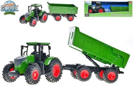 Kids Globe Farming traktor s vlečkou volný chod 41cm v krabičce