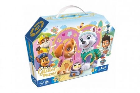 Puzzle třpytivé Skye a Everest Tlapková patrola/Paw patrol 70 dílků 41x27,5cm v kr. 28x20x