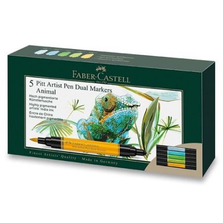 Popisovač Faber-Castell Pitt Artist Pen Dual Marker Animal sada 5 ks