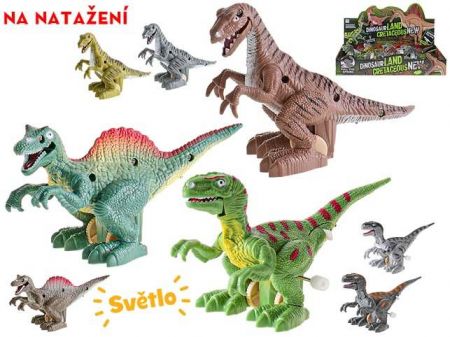 Dinosaurus 14cm na natažení na baterie se světlem 3druhy