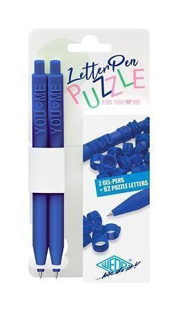 Gelové pero &quot;Letter Pen Puzzle&quot;, modrá, puzzle, stiskací mechanismus, 2 ks WEDO 2533003