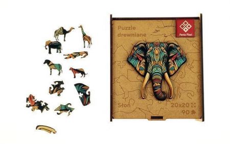 Puzzle &quot;Elephant&quot;, dřevěné, A4, 90 ks, PANTA PLAST 0422-0004-01