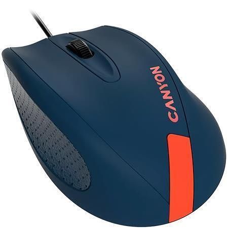 Myš &quot;CM-11&quot;, modrá-oranžová, drátová, optická, USB, CANYON CNE-CMS11BR