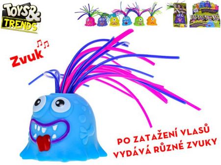 Toys&amp;Trends Brainboooom příšerka 6cm na baterie dlouhé vlasy se zvukem 6druhů