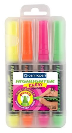 Zvýrazňovač 8542 Centropen, Highlighter Flexi sada 4ks