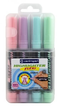 Sada zvýrazňovačů 8542 Centropen flexi pastel 4ks