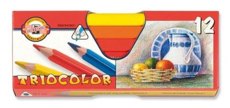 Pastelky trojhranné Triocolor, silné, 12 ks