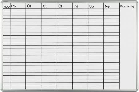 Lakovaná plánovací tabule ekoTAB týdenní 100 x 70 cm