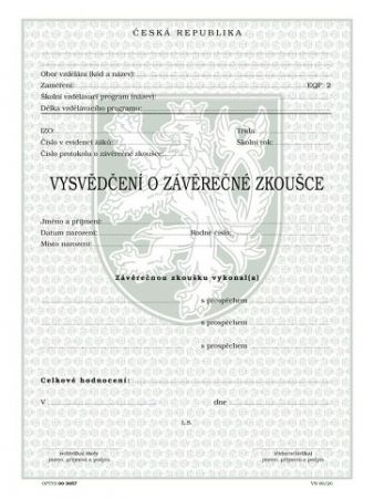 Vysvědčení o závěrečné zkoušce (střední vzdělání )-dvouleté obory pro tisk QR kódu