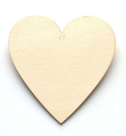 Dřevěný výřez srdce plné, 12,5 cm
