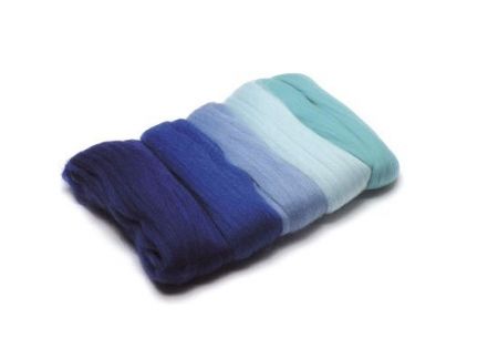 Česaná vlna Merino, 5 x 10 g, modrotyrkysová