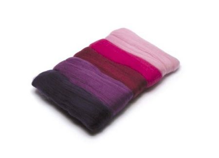 Česaná vlna Merino, 5 x 10 g, růžovofialová