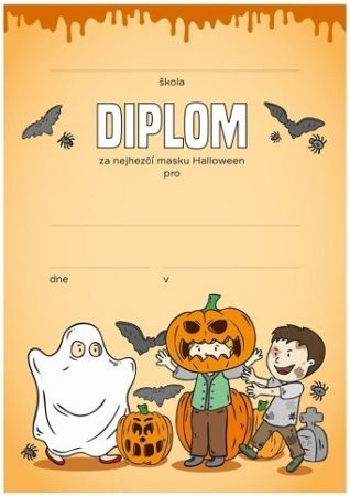 Diplom za nejhezčí masku Halloween