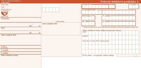 Poštovní dobírková poukázka A
