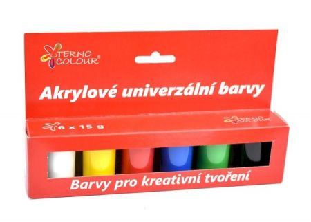 Akrylové barvy, sada 6 x 15 g