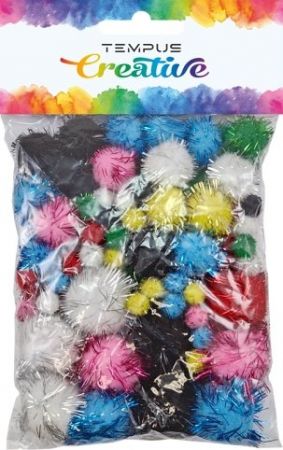 Pom poms glitter mix 85ks