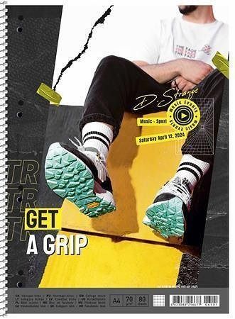 Spirálový sešit &quot;Get a Grip&quot;, mix motivů, A4+, čtverečkovaný, 80 listů, SHKOLYARYK A4-080-