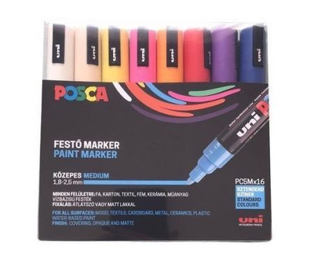 Akrylový popisovač &quot;Posca PC-5M&quot;, sada, 16 barev, 1,8-2,5 mm, UNI 2UPC5M16DB