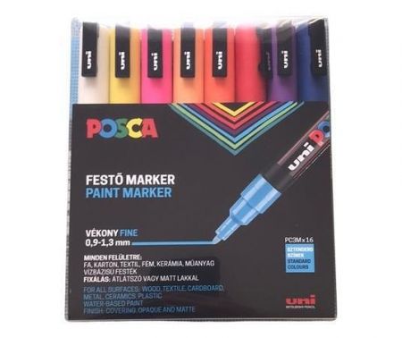 Akrylový popisovač &quot;Posca PC-3M&quot;, sada, 16 barev, 0,9-1,3 mm, UNI 2UPC3M16DB